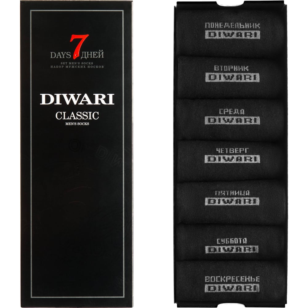 Изображение товара Мужские носки DIWARI 5c-08сп черные, размер 44-45, 7 пар