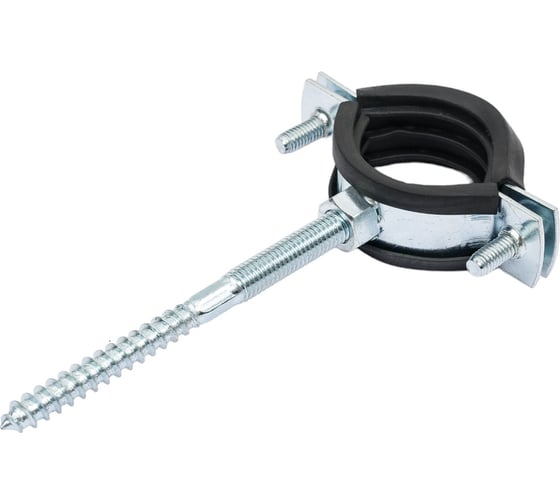 Изображение товара Стальной хомут Rvc (32-36) 1", с резиновым уплотнителем и крепежом М8x100 в комплекте дюбель 09099