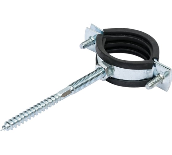 Изображение товара Стальной хомут Rvc (38-43) 1 1/4", с резиновым уплотнителем и крепежом М8x100 в комплекте дюбель 09100
