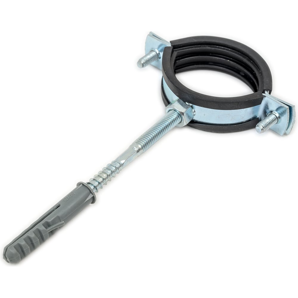 Изображение товара Стальной сантехнический хомут Rvc 47-51 с резиновым уплотнителем и крепежом М8x100