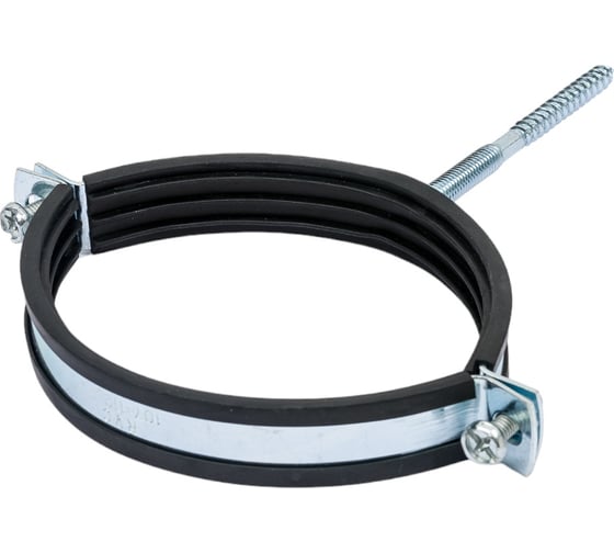 Изображение товара Стальной хомут Rvc (107-112) 4", с резиновым уплотнителем и крепежом М8x100 в комплекте дюбель 09105