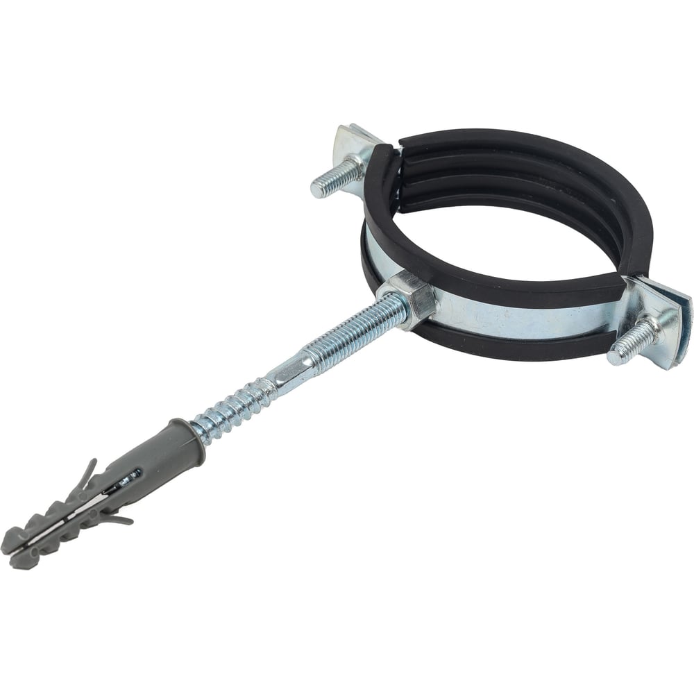 Изображение товара Стальной сантехнический хомут Rvc 60-64 2 с уплотнителем и крепежом М8x100