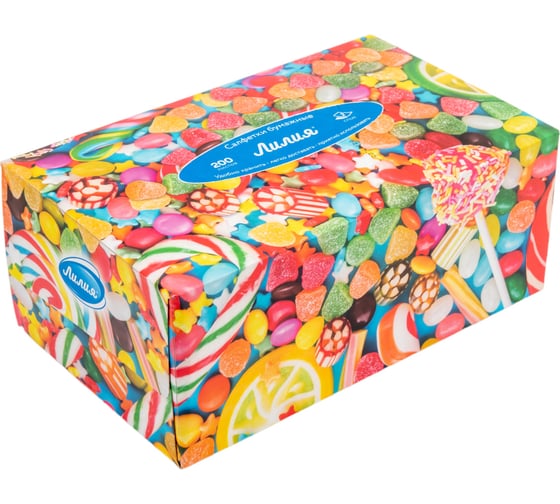 Изображение товара Бумажные салфетки Лилия non - stop 20x19, в коробке, 2 слоя, 200 листов 6154