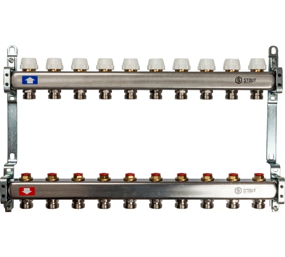 Изображение товара Коллектор из нержавеющей стали без расходомеров STOUT 10 выходов SMS 0922 000010