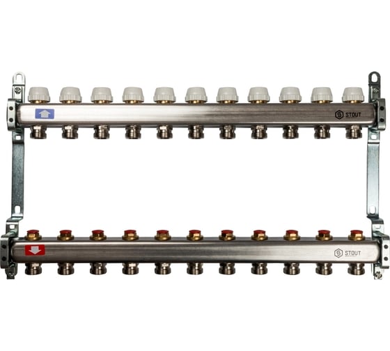 Изображение товара Коллектор из нержавеющей стали без расходомеров STOUT 11 выходов SMS 0922 000011