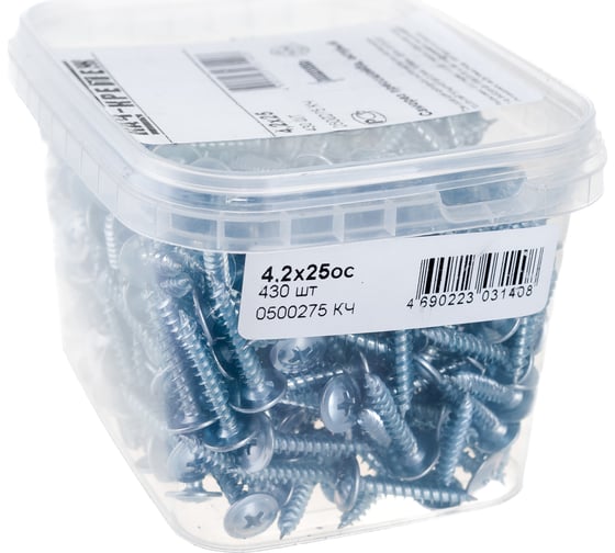 Изображение товара Саморез с прессшайбой Качественный крепеж 4,2х25 острая 430 шт 0500275 КЧ