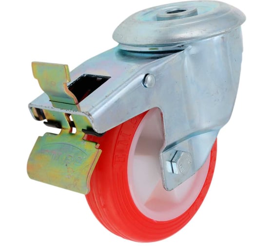 Изображение товара Колесо с кронштейном, креплением под болт и тормозом 100 мм EMES EM04ZKP100X30F