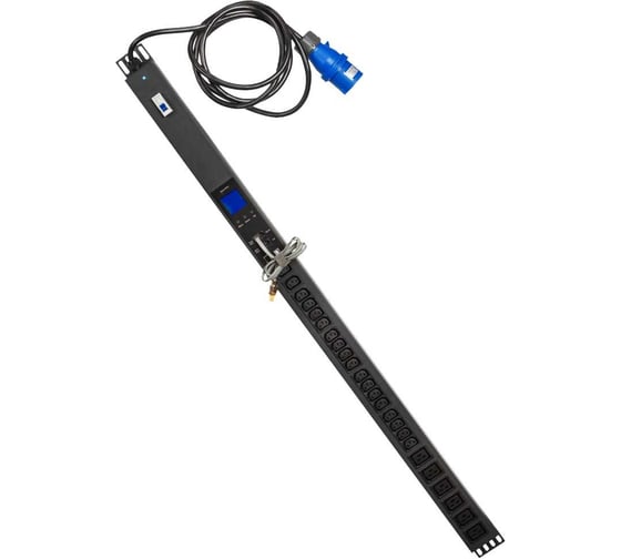 Изображение товара Вертикальный 1-фазный блок розеток TWT с общим мониторингом по IP, 32A, 6xC19 + 18xC13, шнур 3 метра, вилка IEC309 TWT-PDVMT1-6x18-32A