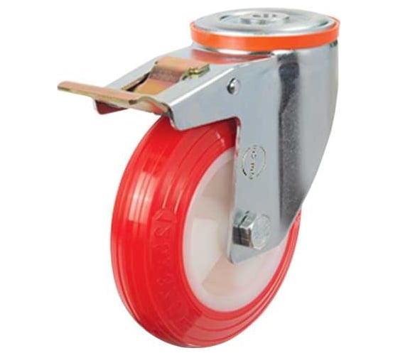 Изображение товара Колесо с кронштейном, креплением под болт и тормозом 125 мм EMES EM04ZKP125X375F