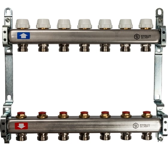 Изображение товара Коллектор из нержавеющей стали без расходомеров STOUT 7 выходов SMS 0922 000007
