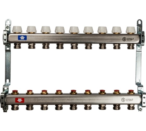Изображение товара Коллектор из нержавеющей стали без расходомеров STOUT 9 выходов SMS 0922 000009