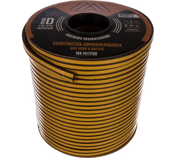 Изображение товара Уплотнитель (коричневый, D 9х8 мм, бухта 100 м) TECH-TOP 026-0002 53925
