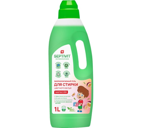 Изображение товара Гель для стирки SEPTIVIT "Цветное Белье: Маракуйя", 1л 122