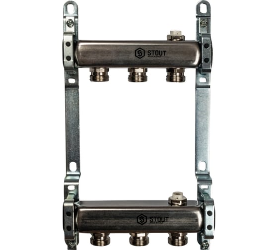 Изображение товара Коллектор из нержавеющей стали для радиаторной разводки STOUT 3 выхода SMS 0923 000003