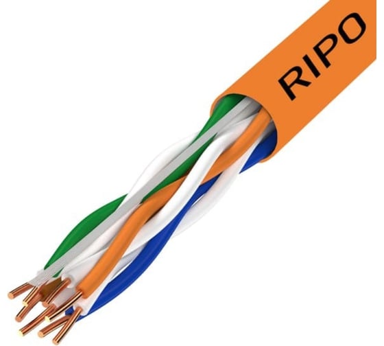 Изображение товара Кабель Ripo Utp 4 нг-lszh cat5e 24awg cu standart , 50м.,fluke test 0.5(u/utp-5e нг (а)-hf 4x2x0.5) 001-112007/50