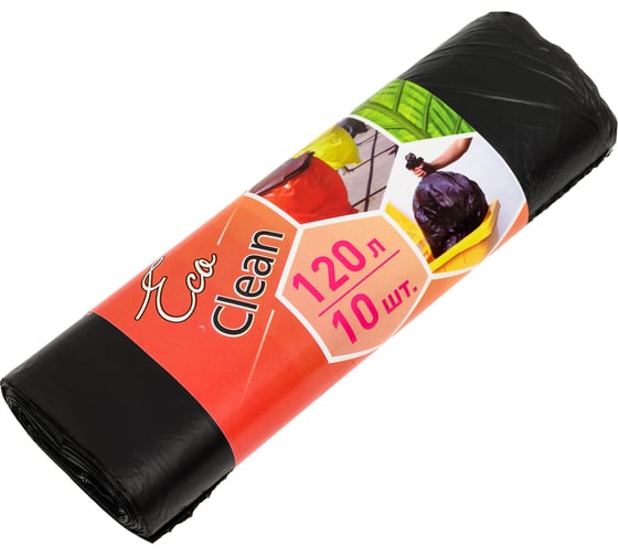 Изображение товара Мешки для мусора Ecoclean (10 шт; 120 л; 11 мкм; 67х100 см) Концепция Быта 2118