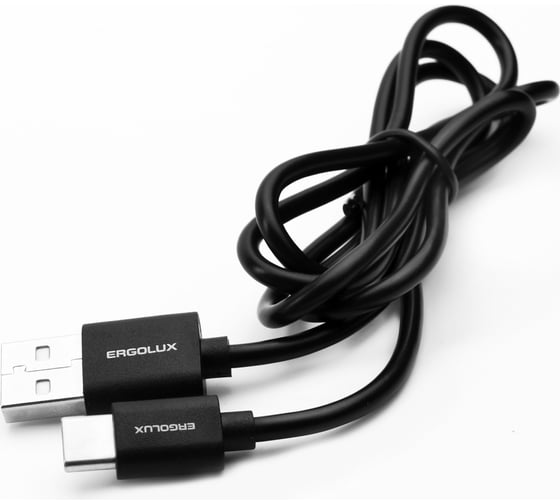 Изображение товара Кабель usb-type c Ergolux Elx-cdc02p-c02 промо 2а, 1м, черный, зарядка+передача данных, пакет 15089