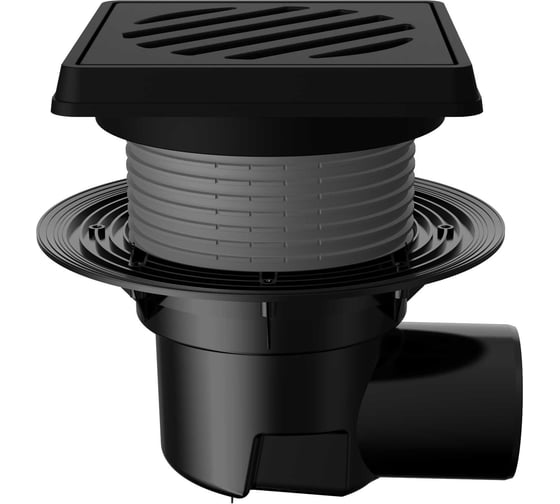 Изображение товара Регулируемый трап Fachmann T 615.0 pnsg 260x260 мм, горизонтальный выпуск, dn 110, с корзинкой и незамерзающим сифоном, без прижимного фланца, решетка чугунная, чугунный подрамник 04.099