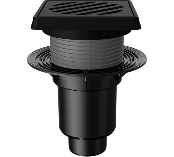 Изображение товара Регулируемый трап Fachmann T 616.0 pnsg 260x260 мм, вертикальный выпуск, dn 110/160, с корзинкой и незамерзающим сифоном, без прижимного фланца, решетка чугунная, чугунный подрамник 04.095