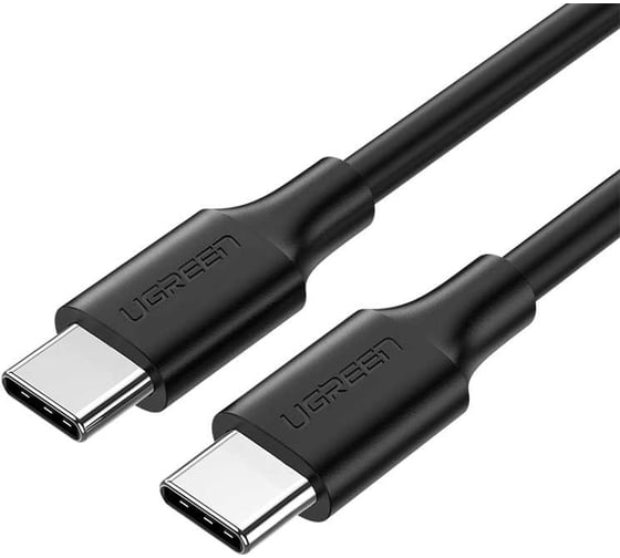 Изображение товара Кабель для зарядки и передачи данных Ugreen USBC 2.0 Male - USB C 2.0 Male, 3A, 0.5м, резиновое покрытие, черный 50996