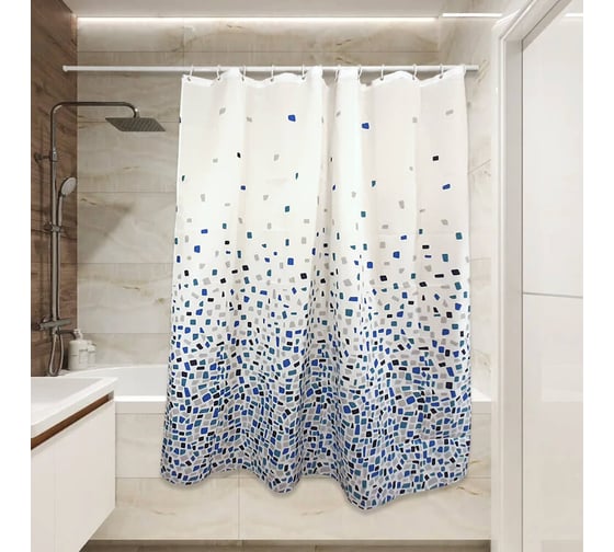 Изображение товара Штора для ванной Сантис тканевая pe-202 (мозаика изумруд) 180x180 см 002091