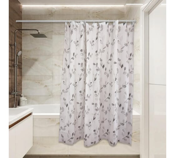 Изображение товара Штора для ванной Сантис peva 54 г/кв.м pv-113 (растительный узор) 180x180 см 035180