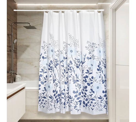 Изображение товара Штора для ванной Сантис peva 54 г/кв.м pv-109 (незабудки) 180x180 см 039234