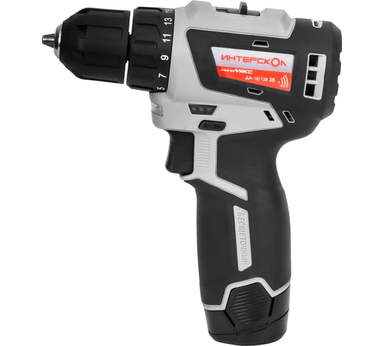 Изображение товара Бесщеточная аккумуляторная дрель-шуруповерт Интерскол МиниМАКС ДА-10/12В 38 Li-ion, кейс, 2 аккум., 2,5Ач, ЗУ 757.2.2.45