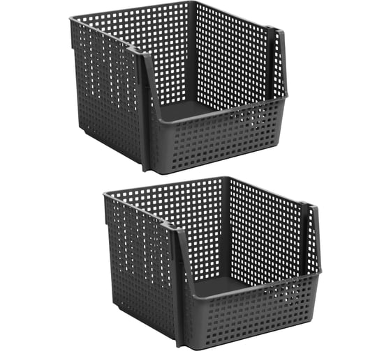 Изображение товара Корзинка для хранения Violet Лофт 10 л, штабелируемая, серый, набор 2 шт. N-8500/2-18