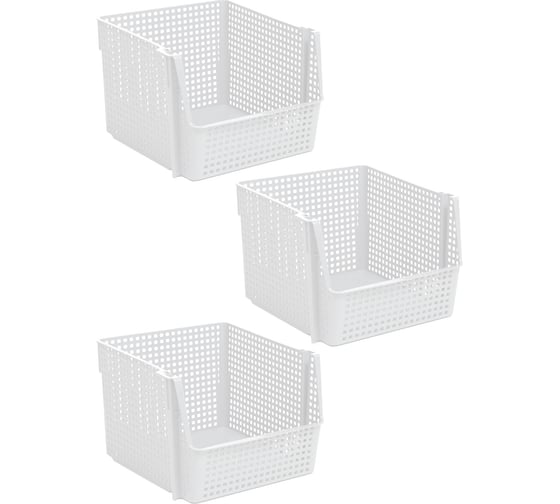 Изображение товара Корзинка для хранения Violet Лофт 10 л, штабелируемая, белый, набор 3 шт. N-8500/3-06
