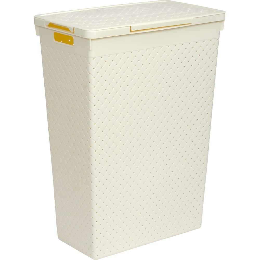 Изображение товара Корзина для белья Violet Береста узкая, с крышкой, 50 л, слоновая кость 5750026