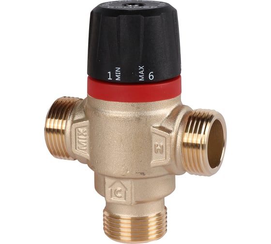 Изображение товара Термостатический смесительный клапан для систем отопления и гвс ROMMER 3/4" нр 20-43с kv 1,6 (боковое смешивание) RG0092NU9FV18V