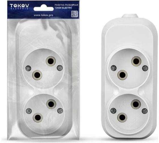 Изображение товара Колодка удлинителя TOKOV ELECTRIC 2-м 10а без заземл. абс-пластик бел. TKE-C01-KU2