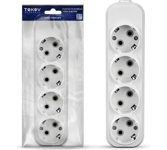 Изображение товара Колодка удлинителя TOKOV ELECTRIC 4-м 16а с заземл. абс-пластик бел. TKE-C01-KU4-Z