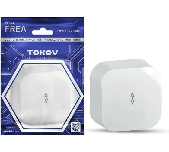 Изображение товара 1-клавишный переключатель TOKOV ELECTRIC оп frea 10а ip20 250в абс-пластик бел. TKE-FR-P1-C01