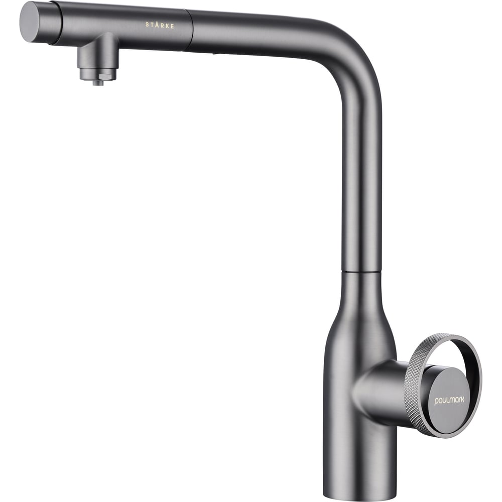Изображение товара Смеситель для кухни Paulmark URBAN вороненая сталь выдвижной однорычажный