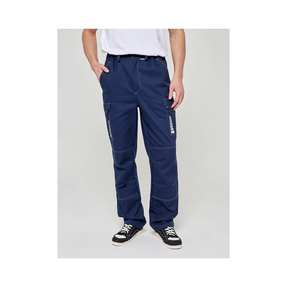 Изображение товара Мужские летние брюки из хлопка с световозвращающей полосой 52-54 синий