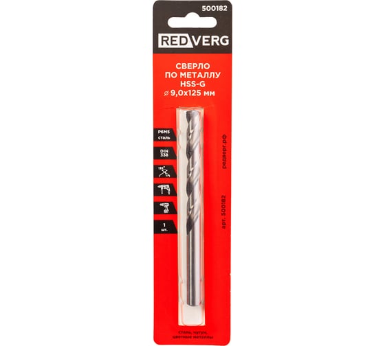 Изображение товара Сверло по металлу HSS-G 9 мм REDVERG 6680965