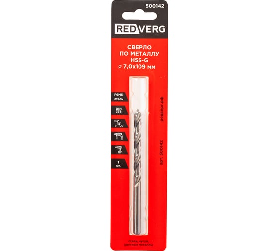 Изображение товара Сверло по металлу HSS-G 7 мм REDVERG 6680961