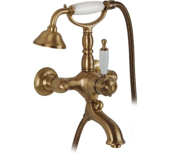 Изображение товара Смеситель для ванны Migliore OXFORD внешний, термостат, ручка белая, бронза 19088