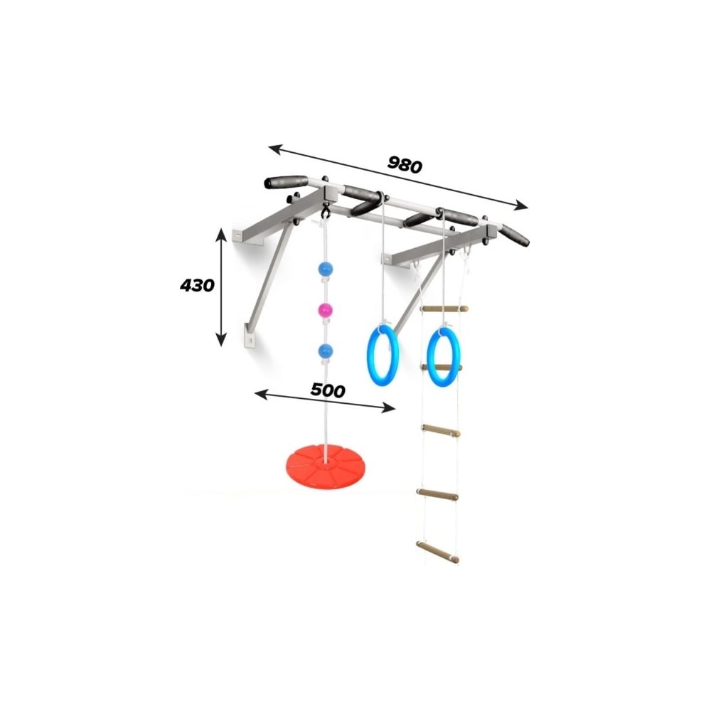 Изображение товара Настенный турник Absolute Champion Оптимист с кольцами и тарзанкой для дома