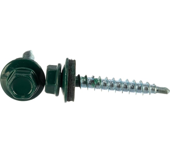 Изображение товара Кровельный саморез Качественный крепеж зеленый мох 4,8х35 200 шт 1000235 КЧ