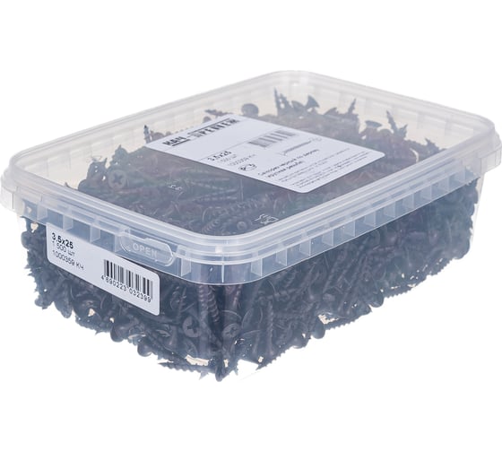 Изображение товара Саморез Качественный крепеж 3,5х25 потай, крупная резьба, оксид 1500 шт 1000359 КЧ