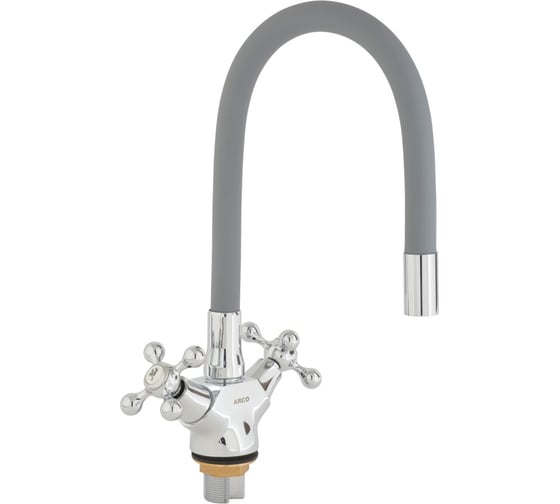 Изображение товара Смеситель для кухни ARCO DA VELLA маховик крест, с гайкой, гибкий излив серый А48(1)07GR 14691