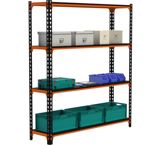 Изображение товара Стеллаж ООО Металекс MID 2000x1800x600 4 полки оранжево-чёрный 107030