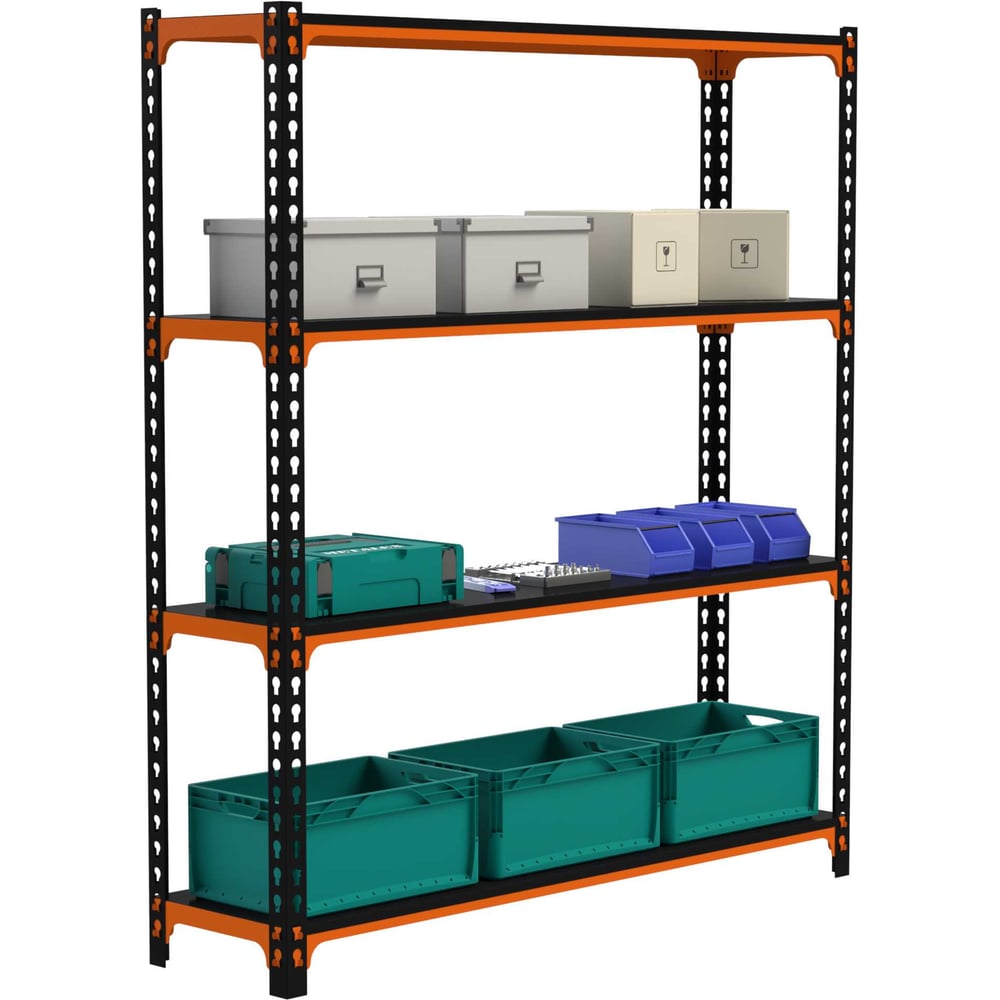 Изображение товара Стеллаж ООО Металекс MID 2000x1600x400 4 полки оранжево-черный
