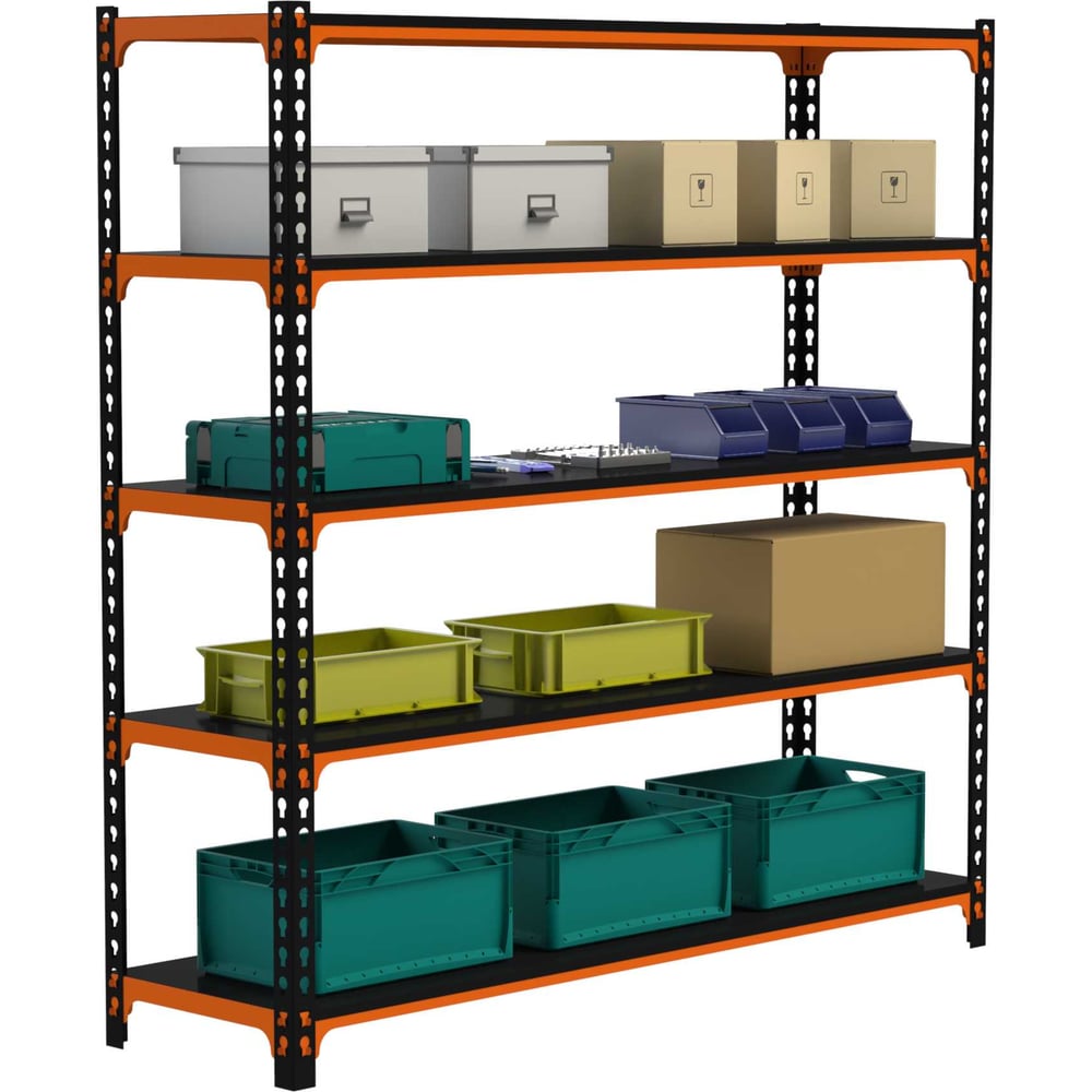 Изображение товара Стеллаж ООО Металекс MID 2000x1600x500 5 полок оранжево-чёрный
