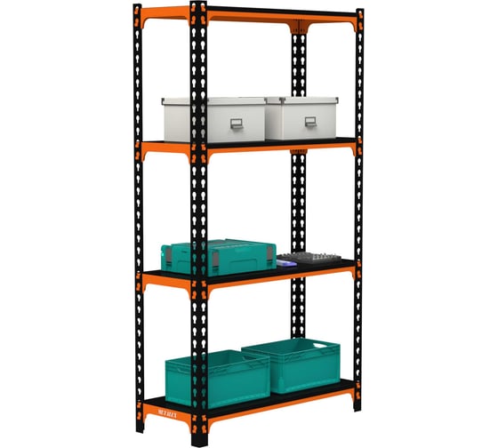 Изображение товара Стеллаж ООО Металекс MID 2000x1000x600 4 полки оранжево-чёрный 107026