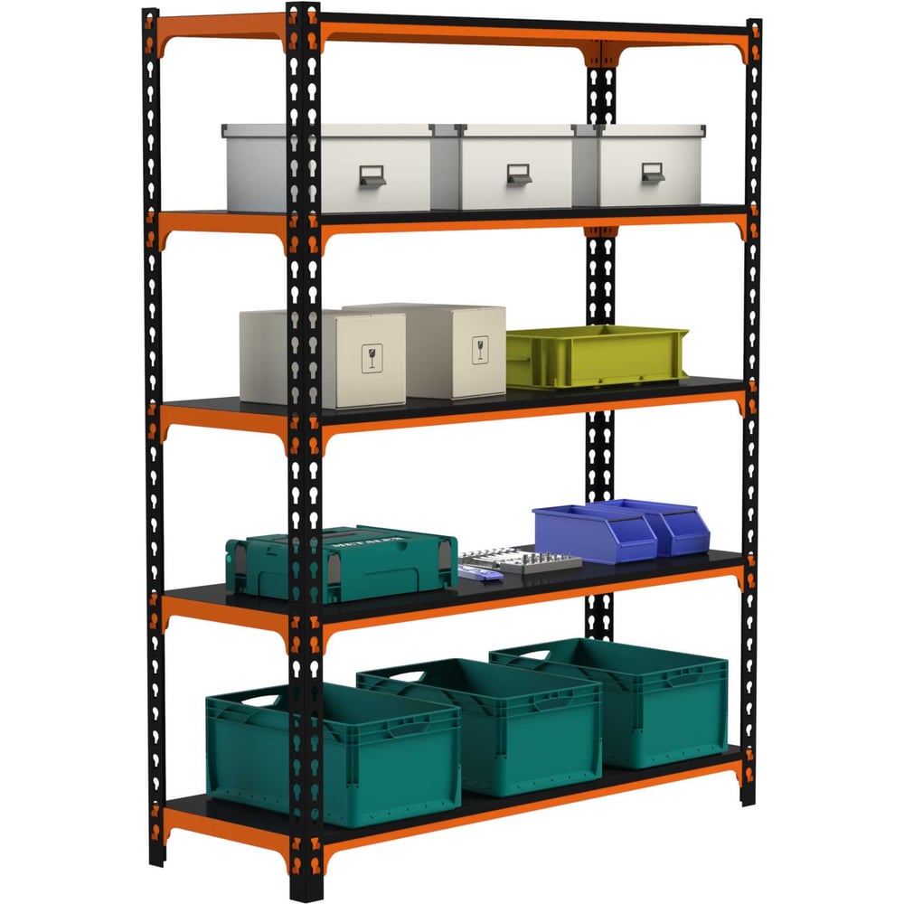 Изображение товара Стеллаж ООО Металекс MID 2000x1200x600 5 Полок Оранжево-черный
