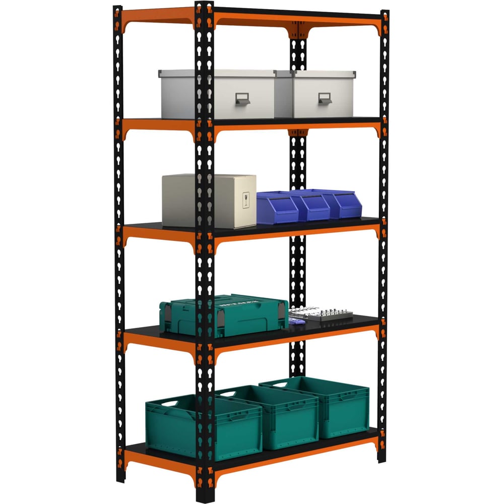Изображение товара Стеллаж Металекс MID 2000x1000x400 5 полок оранжево-чёрный